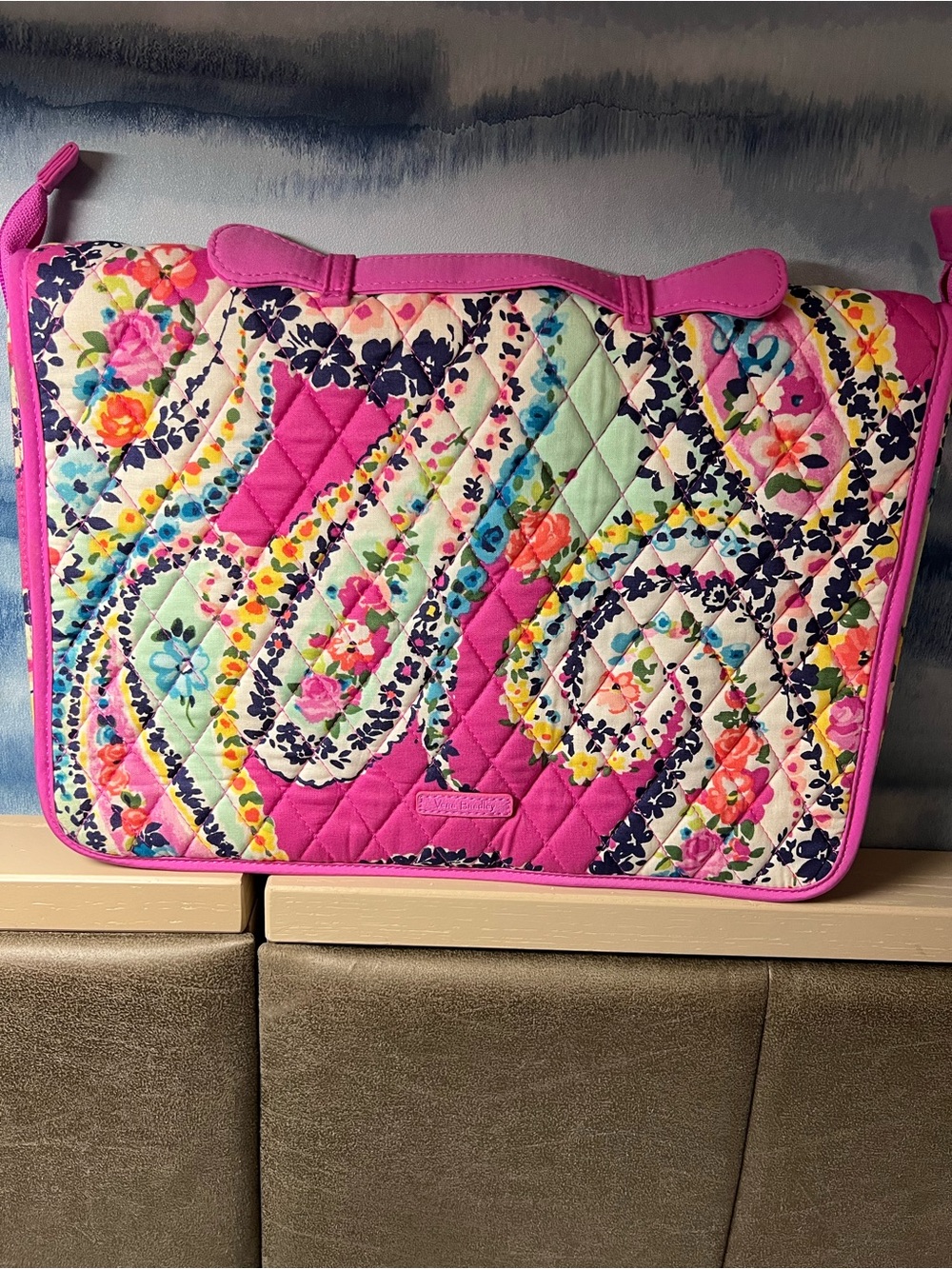 Vera Bradley Hot Pink Quilted Floral Cosmetic Bag with Hanger